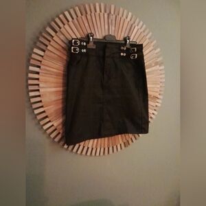 Stylish Black Mini Skirt with Buckle Details